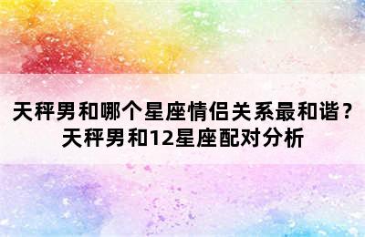 天秤男和哪个星座情侣关系最和谐？天秤男和12星座配对分析