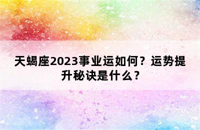 天蝎座2023事业运如何？运势提升秘诀是什么？