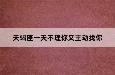 天蝎座一天不理你又主动找你