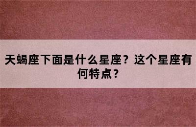 天蝎座下面是什么星座？这个星座有何特点？