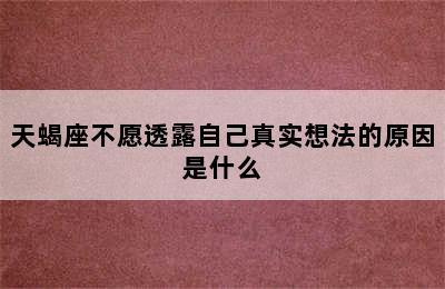 天蝎座不愿透露自己真实想法的原因是什么