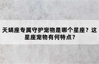 天蝎座专属守护宠物是哪个星座？这星座宠物有何特点？