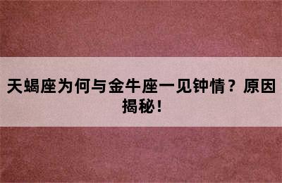 天蝎座为何与金牛座一见钟情？原因揭秘！