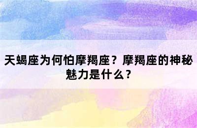 天蝎座为何怕摩羯座？摩羯座的神秘魅力是什么？