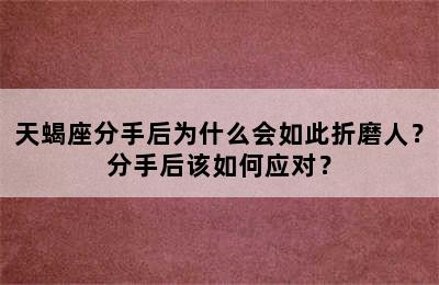 天蝎座分手后为什么会如此折磨人？分手后该如何应对？