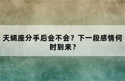 天蝎座分手后会不会？下一段感情何时到来？