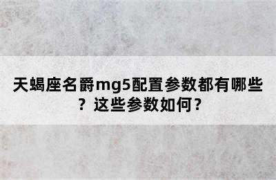 天蝎座名爵mg5配置参数都有哪些？这些参数如何？