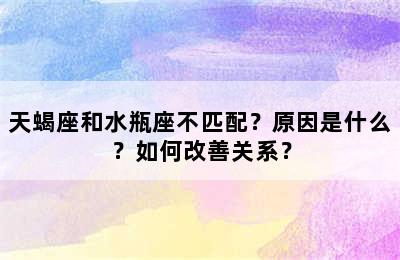 天蝎座和水瓶座不匹配？原因是什么？如何改善关系？