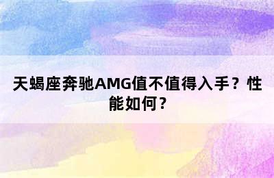 天蝎座奔驰AMG值不值得入手？性能如何？