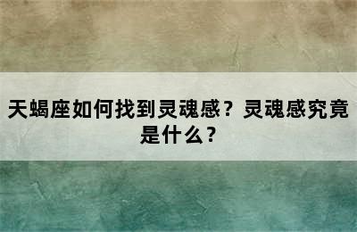 天蝎座如何找到灵魂感？灵魂感究竟是什么？
