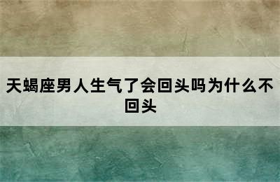 天蝎座男人生气了会回头吗为什么不回头