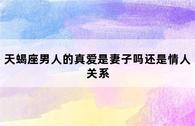 天蝎座男人的真爱是妻子吗还是情人关系