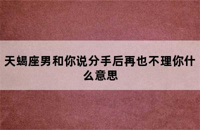 天蝎座男和你说分手后再也不理你什么意思