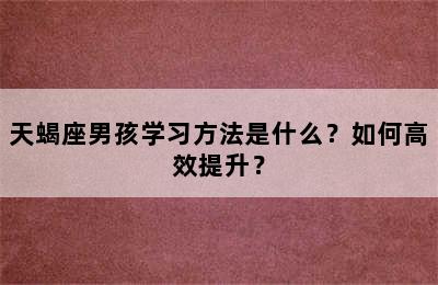 天蝎座男孩学习方法是什么？如何高效提升？