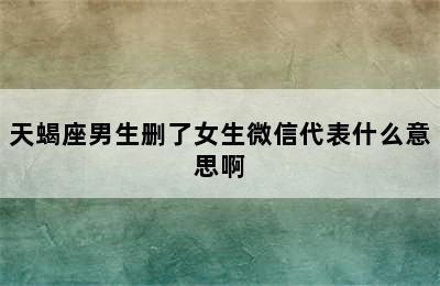 天蝎座男生删了女生微信代表什么意思啊