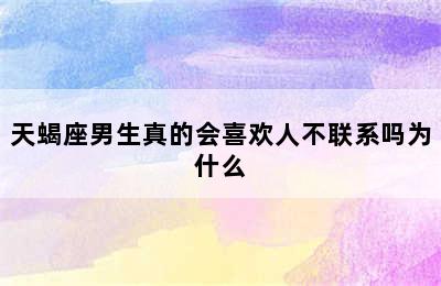 天蝎座男生真的会喜欢人不联系吗为什么