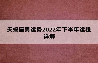 天蝎座男运势2022年下半年运程详解