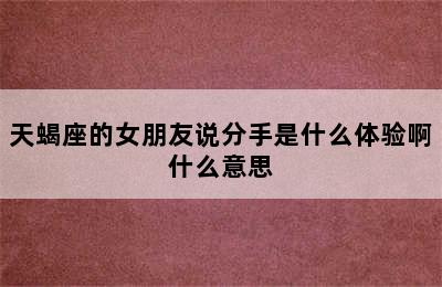 天蝎座的女朋友说分手是什么体验啊什么意思