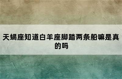 天蝎座知道白羊座脚踏两条船嘛是真的吗