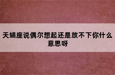 天蝎座说偶尔想起还是放不下你什么意思呀