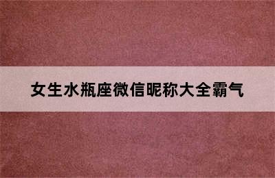 女生水瓶座微信昵称大全霸气