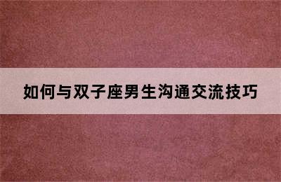 如何与双子座男生沟通交流技巧