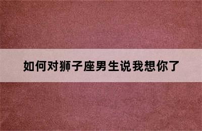 如何对狮子座男生说我想你了