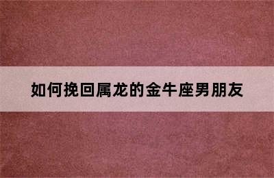 如何挽回属龙的金牛座男朋友