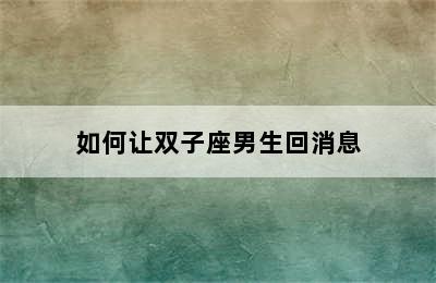 如何让双子座男生回消息