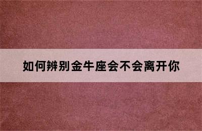 如何辨别金牛座会不会离开你