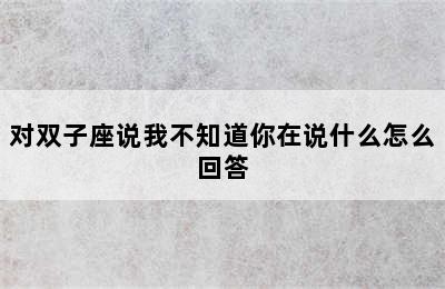 对双子座说我不知道你在说什么怎么回答