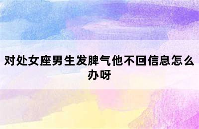 对处女座男生发脾气他不回信息怎么办呀