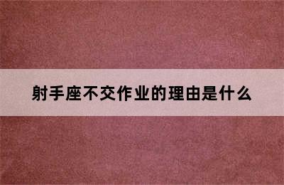 射手座不交作业的理由是什么