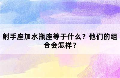 射手座加水瓶座等于什么？他们的组合会怎样？