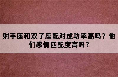射手座和双子座配对成功率高吗？他们感情匹配度高吗？