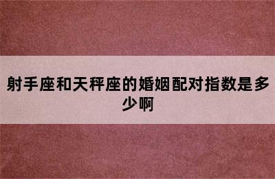 射手座和天秤座的婚姻配对指数是多少啊