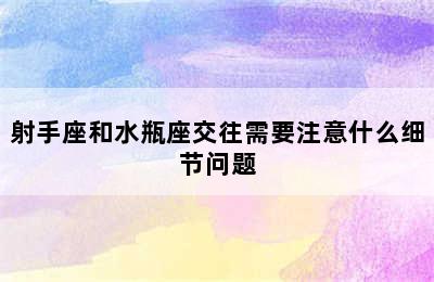 射手座和水瓶座交往需要注意什么细节问题