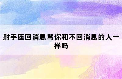 射手座回消息骂你和不回消息的人一样吗