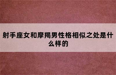 射手座女和摩羯男性格相似之处是什么样的