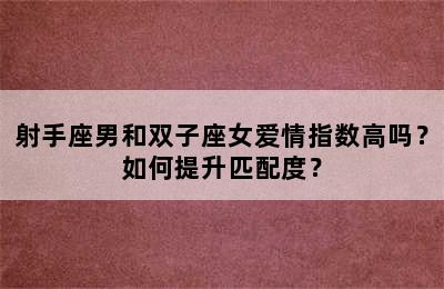 射手座男和双子座女爱情指数高吗？如何提升匹配度？