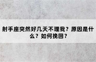 射手座突然好几天不理我？原因是什么？如何挽回？