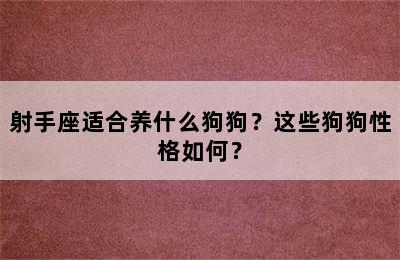 射手座适合养什么狗狗？这些狗狗性格如何？