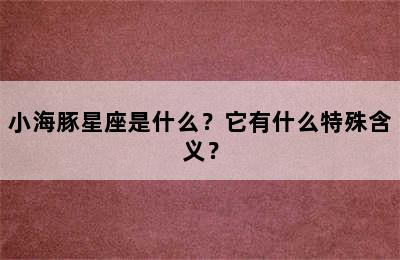 小海豚星座是什么？它有什么特殊含义？