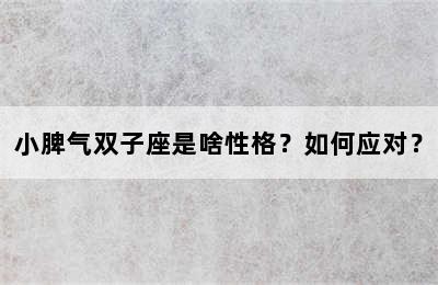 小脾气双子座是啥性格？如何应对？