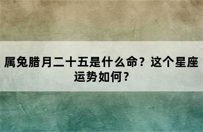 属兔腊月二十五是什么命？这个星座运势如何？