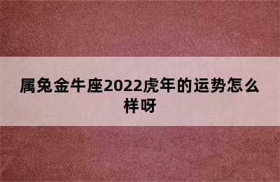 属兔金牛座2022虎年的运势怎么样呀