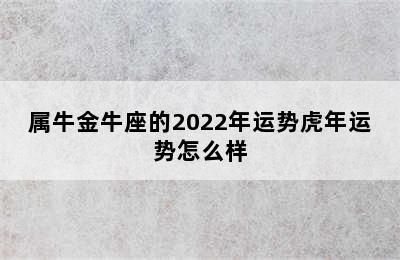 属牛金牛座的2022年运势虎年运势怎么样