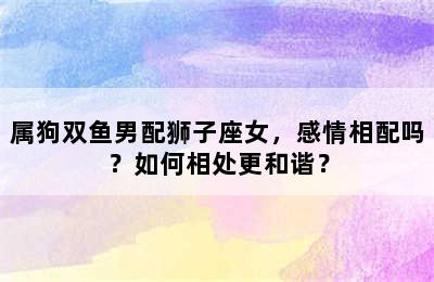 属狗双鱼男配狮子座女，感情相配吗？如何相处更和谐？