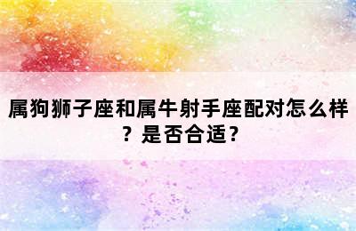 属狗狮子座和属牛射手座配对怎么样？是否合适？
