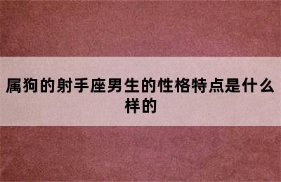 属狗的射手座男生的性格特点是什么样的